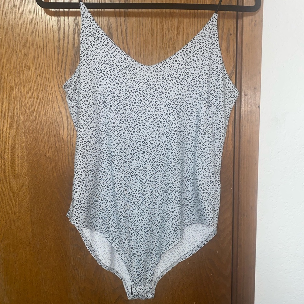 Black and white leopard print bodysuit